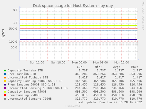 Disk space usage for Host System